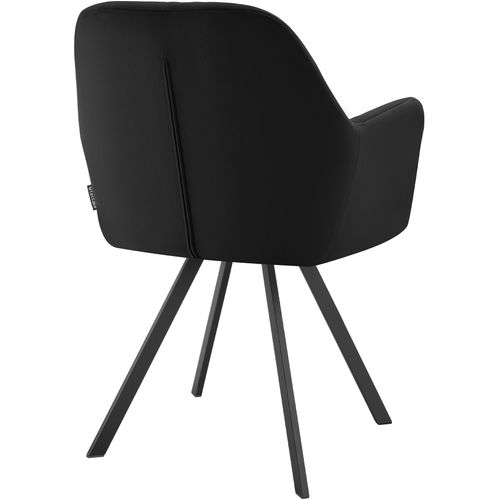Fauteuil Pivotant 180° En Velours Rembourré Motif Matelassé Noir