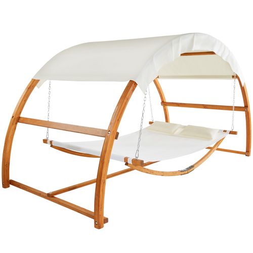 Hamac Pour 2 Personnes Avec Cadre En Bois Et Grand Toit Solaire