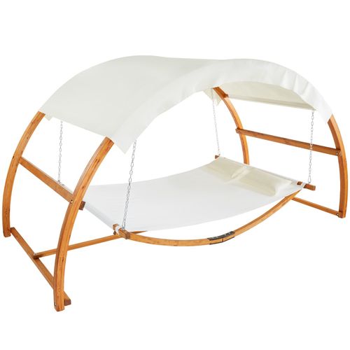 Hamac Pour 2 Personnes Avec Cadre En Bois Et Grand Toit Solaire