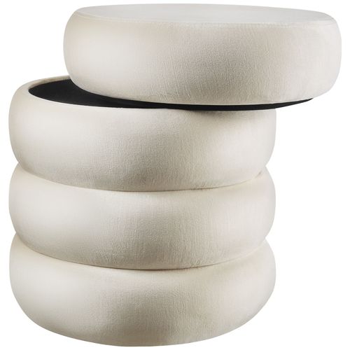 Pouf Rond Rembourré Avec Rangement Et Revêtement Doux