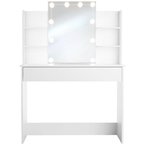 Coiffeuse Avec Miroir Et Éclairage LED Variable Tiroir Et 4 Étagères