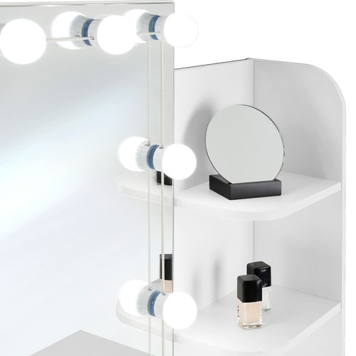 Coiffeuse Avec Miroir Et Éclairage LED Variable Tiroir Et 4 Étagères