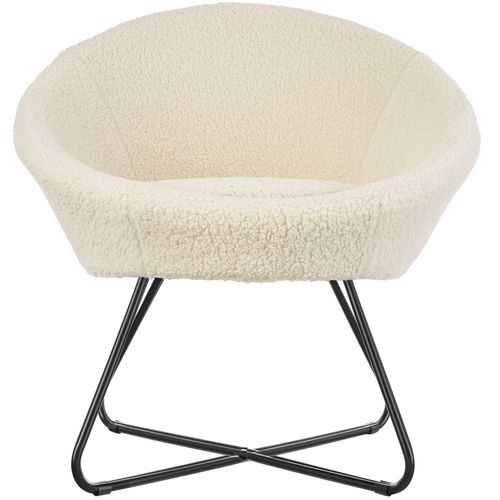 Fauteuil Cocktail Rond Et Rembourré Revêtement En Bouclé Blanc Cassé