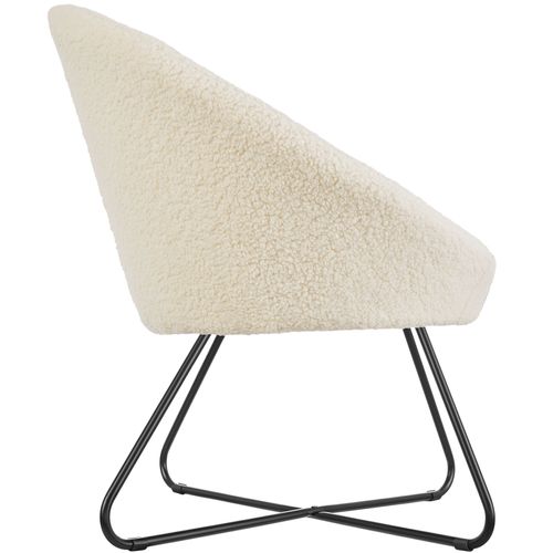 Fauteuil Cocktail Rond Et Rembourré Revêtement En Bouclé Blanc Cassé