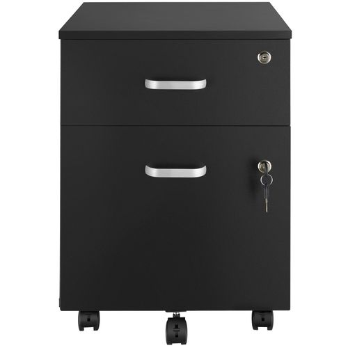 Caisson à Roulettes 2 Tiroirs Format A4 Et 5 Roulette Pivotantes Noir