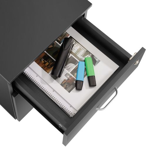 Caisson à Roulettes 2 Tiroirs Format A4 Et 5 Roulette Pivotantes Noir