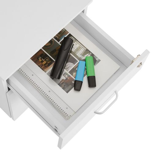 Caisson à Roulettes 2 Tiroirs Format A4 Et 5 Roulette Pivotantes Blanc