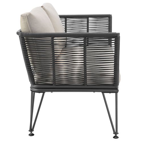 Canapé De Jardin En Résine Tressée Housses Amovibles En Polyester