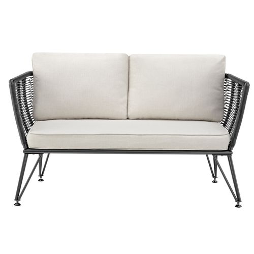 Canapé De Jardin En Résine Tressée Housses Amovibles En Polyester