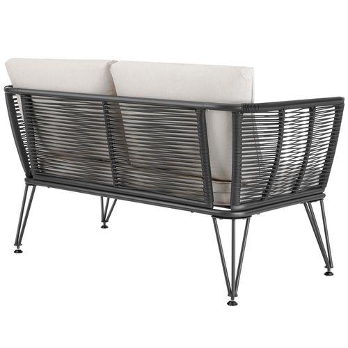 Canapé De Jardin En Résine Tressée Housses Amovibles En Polyester