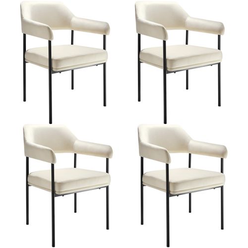 Lot 4 Fauteuils Rembourrés Pieds En Acier Dossier Continu Noir/blanc