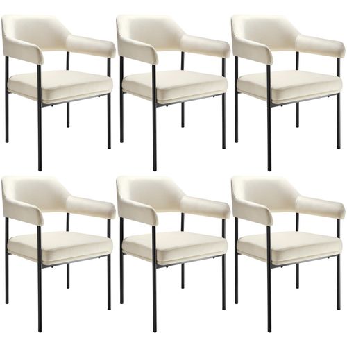 Lot 6 Fauteuils Rembourrés Pieds En Acier Dossier Continu Noir/blanc