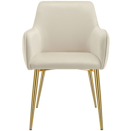 Lot 4 Fauteuils Aspect Velours Rembourrés Avec Dossier Continu Beige