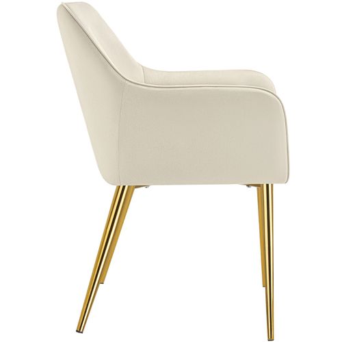 Lot 4 Fauteuils Aspect Velours Rembourrés Avec Dossier Continu Beige