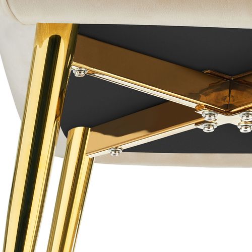 Lot 4 Fauteuils Aspect Velours Rembourrés Avec Dossier Continu Beige