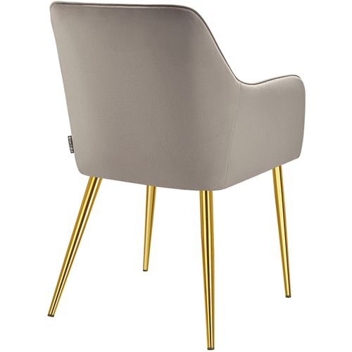 Lot 4 Fauteuils Aspect Velours Rembourrés Avec Dossier Continu Taupe