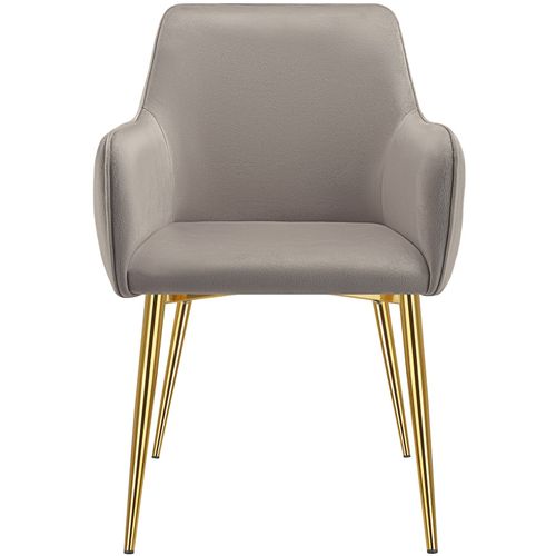 Lot 4 Fauteuils Aspect Velours Rembourrés Avec Dossier Continu Taupe