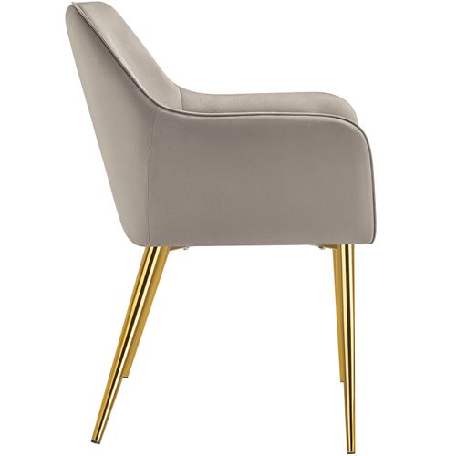 Lot 4 Fauteuils Aspect Velours Rembourrés Avec Dossier Continu Taupe