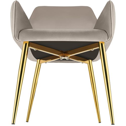 Lot 4 Fauteuils Aspect Velours Rembourrés Avec Dossier Continu Taupe