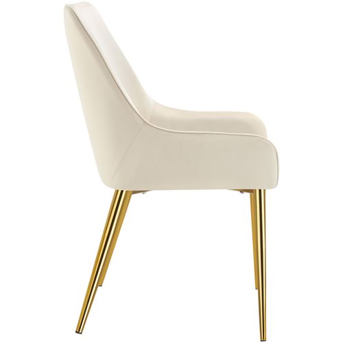 Lot 4 Chaises Rembourrées Aspect Velours Forme Ergonomique Beige