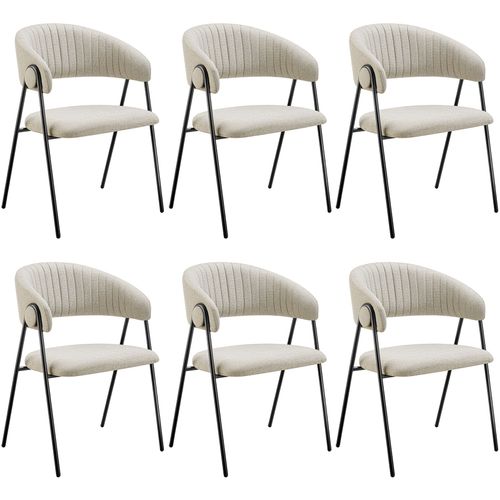 Lot 6 Fauteuils Rembourré Ergonomique En Tissu 150kg Max Grège