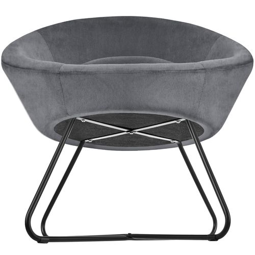 Fauteuil Cocktail Rond Et Rembourré Revêtement En Velours Anthracite