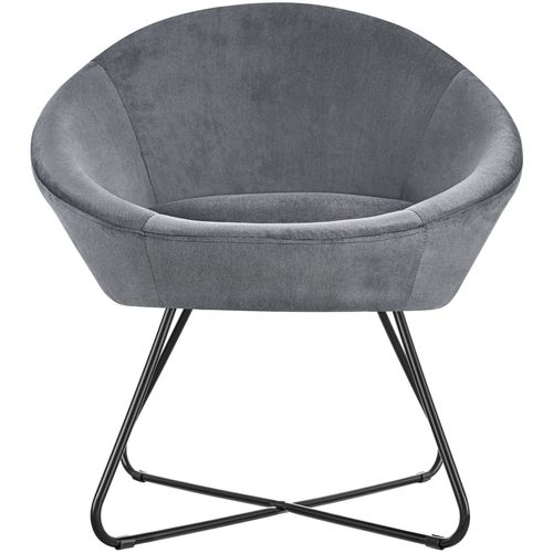 Fauteuil Cocktail Rond Et Rembourré Revêtement En Velours Anthracite