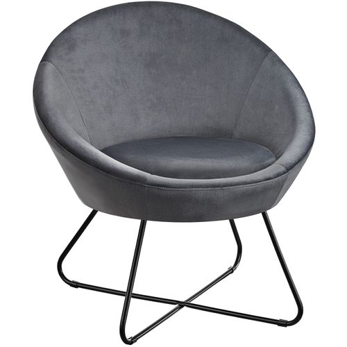 Fauteuil Cocktail Rond Et Rembourré Revêtement En Velours Anthracite