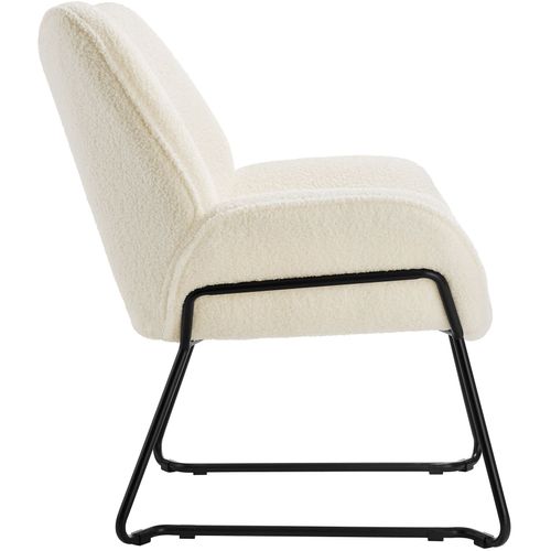 Fauteuil Revêtement Rembourré En Bouclettes Dossier Large Crème/blanc