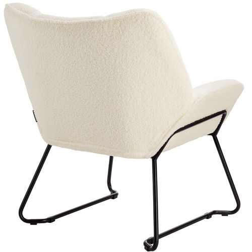 Fauteuil Revêtement Rembourré En Bouclettes Dossier Large Crème/blanc