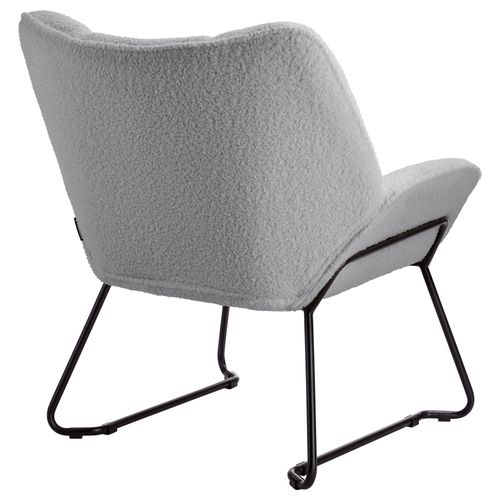 Fauteuil Revêtement Rembourré En Bouclettes Dossier Large Gris Clair