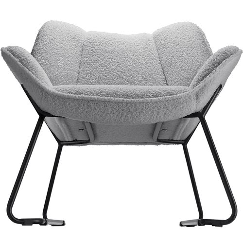 Fauteuil Revêtement Rembourré En Bouclettes Dossier Large Gris Clair