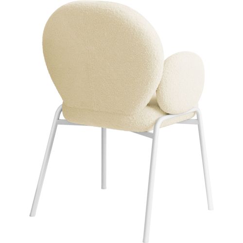 Lot De 6 Chaises Rembourrées Revêtement Tissu Bouclette Crème
