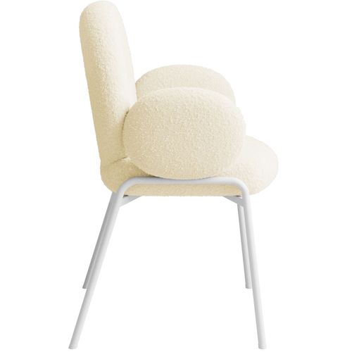 Lot De 6 Chaises Rembourrées Revêtement Tissu Bouclette Crème