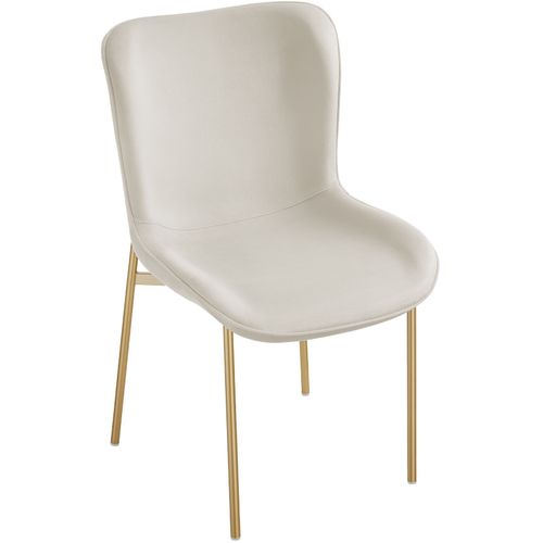 Lot de 4 Chaises Rembourrées Tessa - Velours Beige/doré