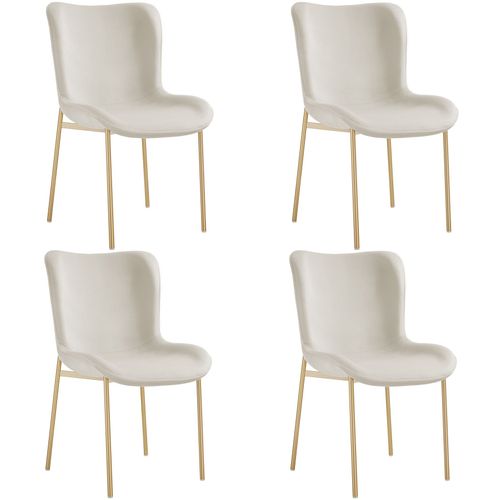 Lot de 4 Chaises Rembourrées Tessa - Velours Beige/doré