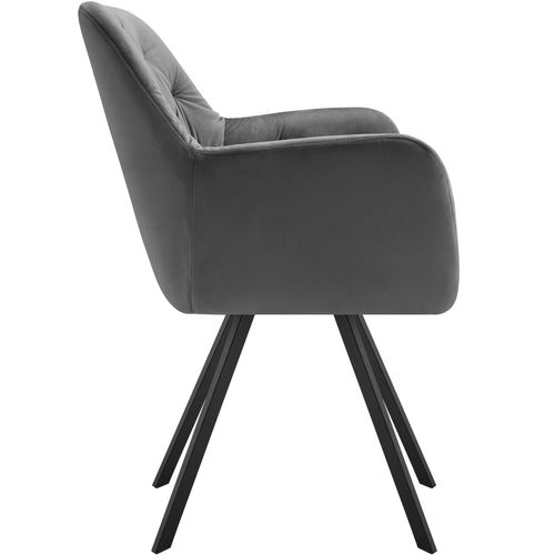 Lot 6 Fauteuils Pivotants 180° Velours Rembourrés Motif Matelassé Gris