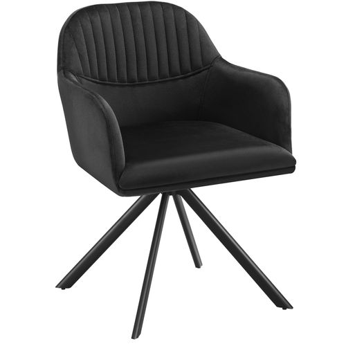 Lot De 2 Chaises Pivotantes à 360° En Velours Avec Rembourrage Noir