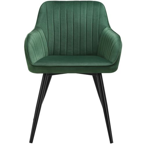 Chaise De Salle à Manger En Velours Matelassée Capitonnée Vert Foncé