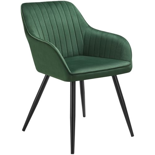 Chaise De Salle à Manger En Velours Matelassée Capitonnée Vert Foncé