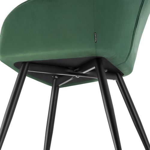 Chaise Rembourrée En Velours Matelassé Avec Dossier Continu Vert Foncé