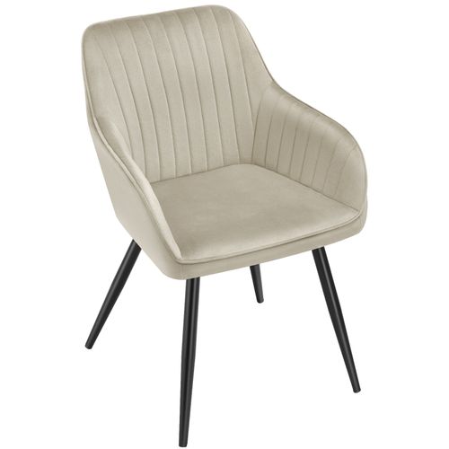 Lot 4 Chaises De Salle à Manger En Velours Matelassées Crème