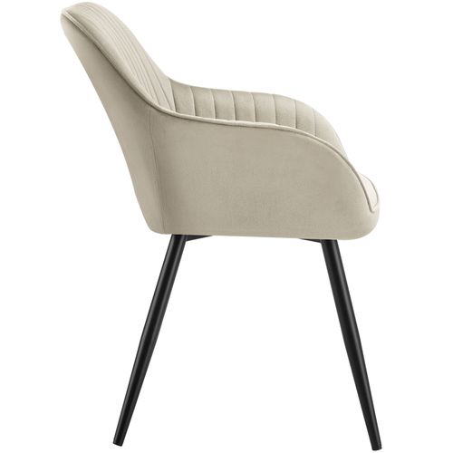 Lot 6 Chaises De Salle à Manger En Velours Matelassées Crème