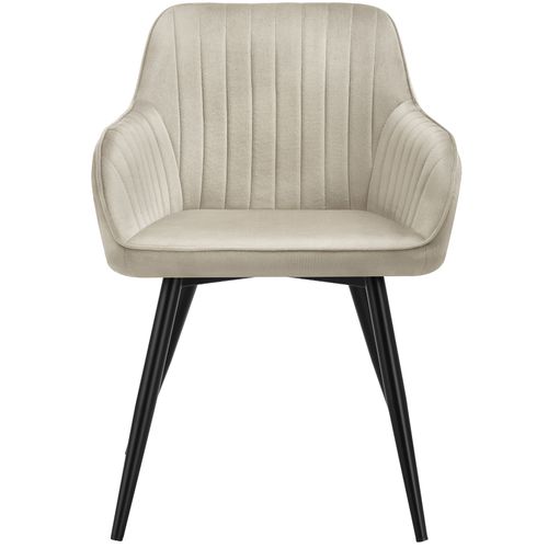 Lot 6 Chaises De Salle à Manger En Velours Matelassées Crème