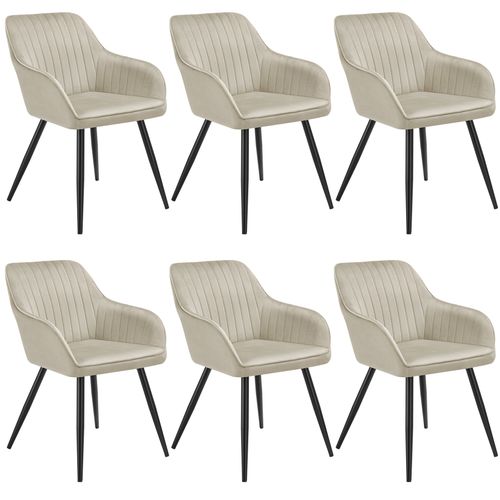 Lot 6 Chaises De Salle à Manger En Velours Matelassées Crème