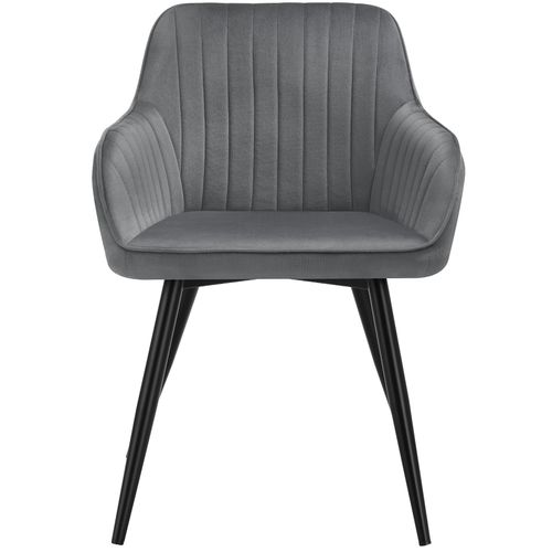 Lot 6 Chaises De Salle à Manger En Velours Matelassées Gris