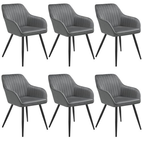 Lot 6 Chaises De Salle à Manger En Velours Matelassées Gris