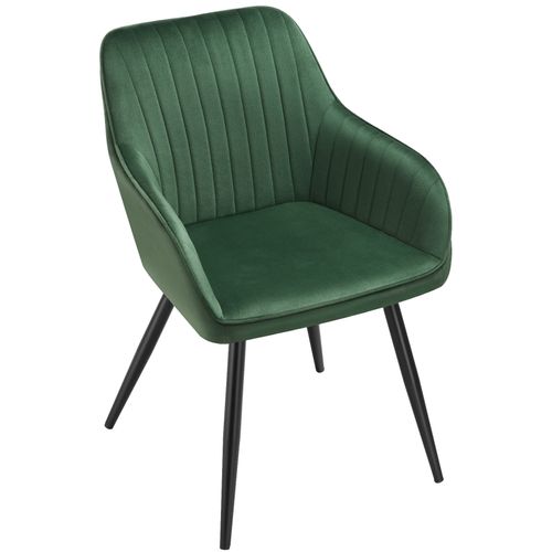Lot 4 Chaises De Salle à Manger En Velours Matelassées Vert Foncé