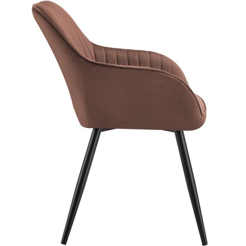 Lot 4 Chaises De Salle à Manger En Velours Matelassées Brun