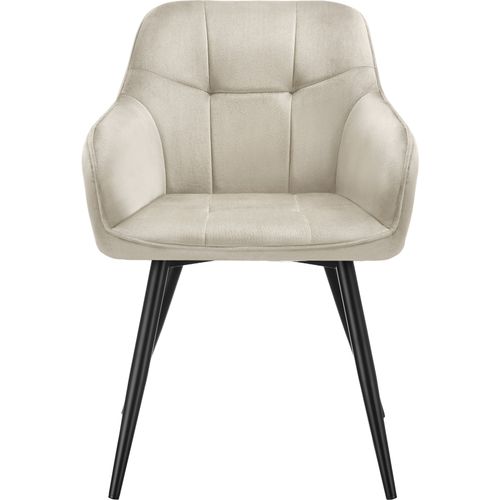 Lot 2 Chaises Rembourrées En Velours Matelassé Et Dossier Crème